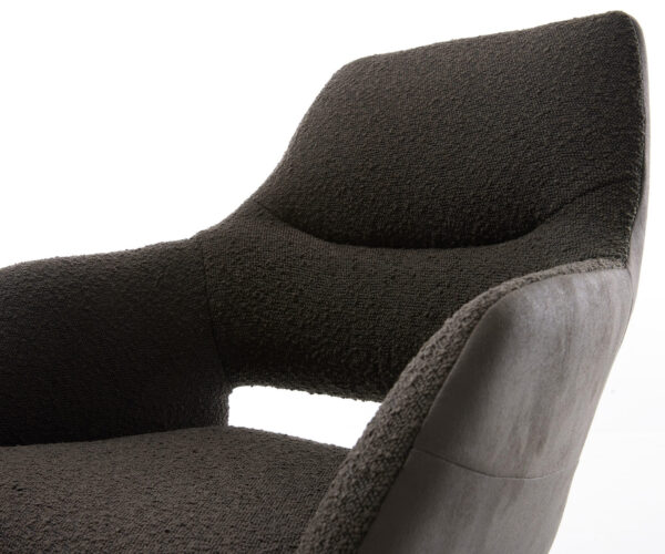 Jídelní židle Yago-Flex s područkami mix materiálů černá křížová podnož široká nerezová ocel 360° otočná houpací - Image 4