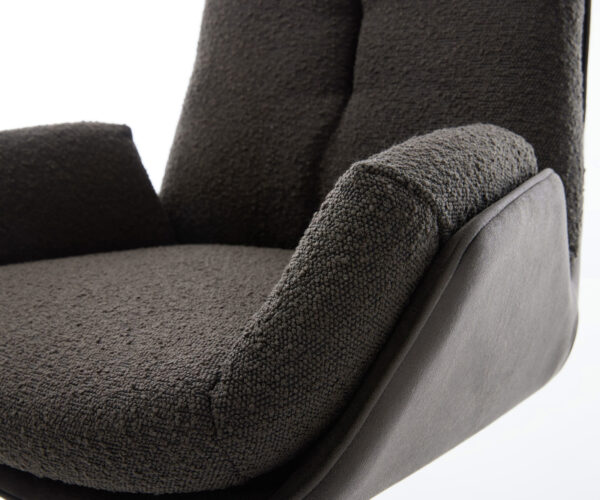 Jídelní židle Clea-Flex mix materiálů černá křížová podnož široká nerezová ocel 360° otočná houpací - Image 4