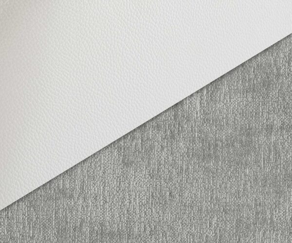 Jídelní židle Zoa-Flex mix materiálů pravá kůže bílo stříbrno šedá křížová podnož široká bílá 360° otočná houpací - Image 3