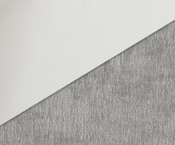 Jídelní židle Abelia-Flex s područkami mix materiálů pravá kůže bílo stříbrno šedá křížová podnož široká bílá 360° otočná houpací funkce - Image 3