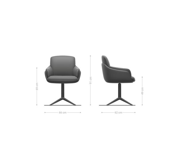 Jídelní židle Luan-Flex s područkami mix materiálů pravá kůže bílo-stříbrnošedá podnož bílá otočná o 360° houpací funkce - Image 6