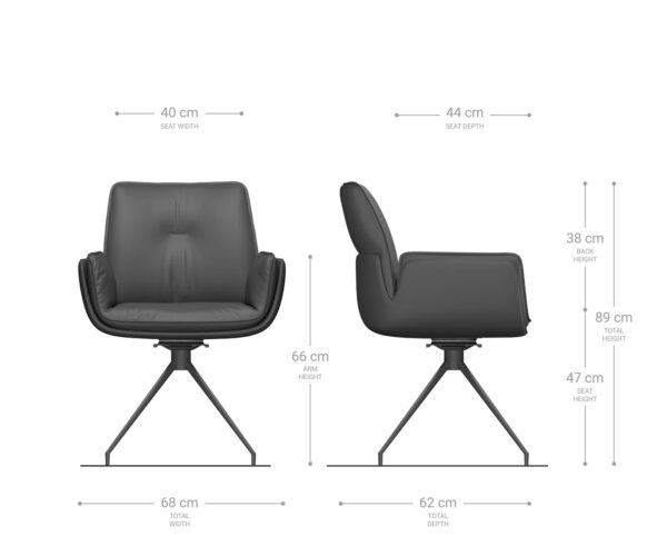 Jídelní židle Nela-Flex béžová křížová podnož zaoblená nerezová ocel 180° otočná - Image 6