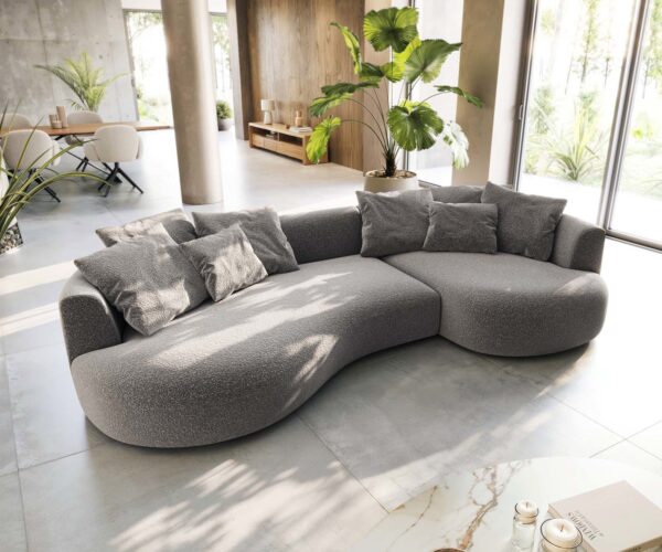 Pohovka Edina 330x170 cm bouclé stříbrná šedá - Image 4