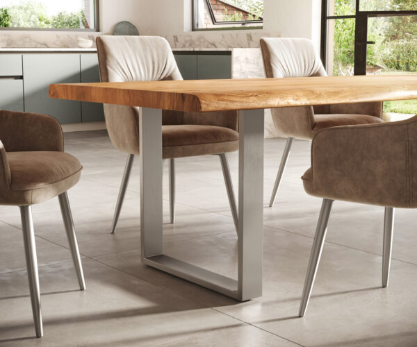 Jídelní stůl Edge 300x100 XL akácie přírodní nerezová ocel úzká podnož - Image 6