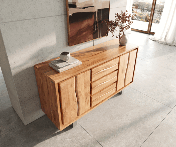 Komoda Live Edge 147 cm akácie přírodní 3 zásuvky 2 dvířka - Image 4