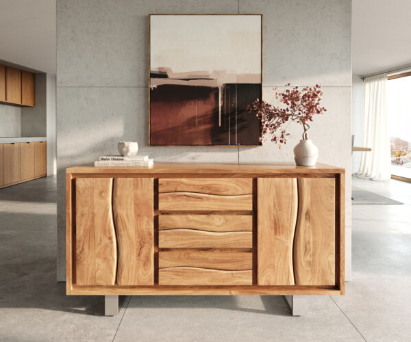 Komoda Live Edge 147 cm akácie přírodní 3 zásuvky 2 dvířka - Image 2