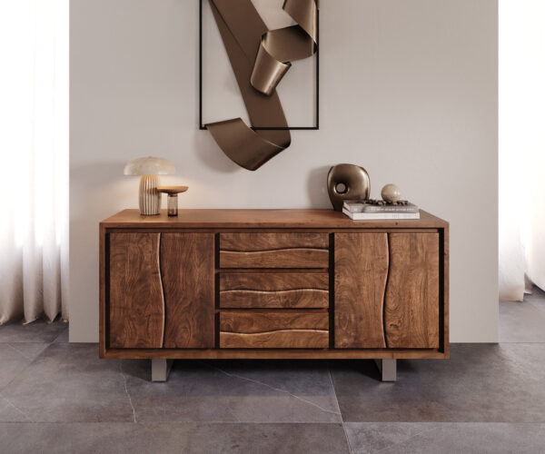 Komoda Live Edge 172 cm akácie hnědá 3 zásuvky 4 dvířka - Image 2