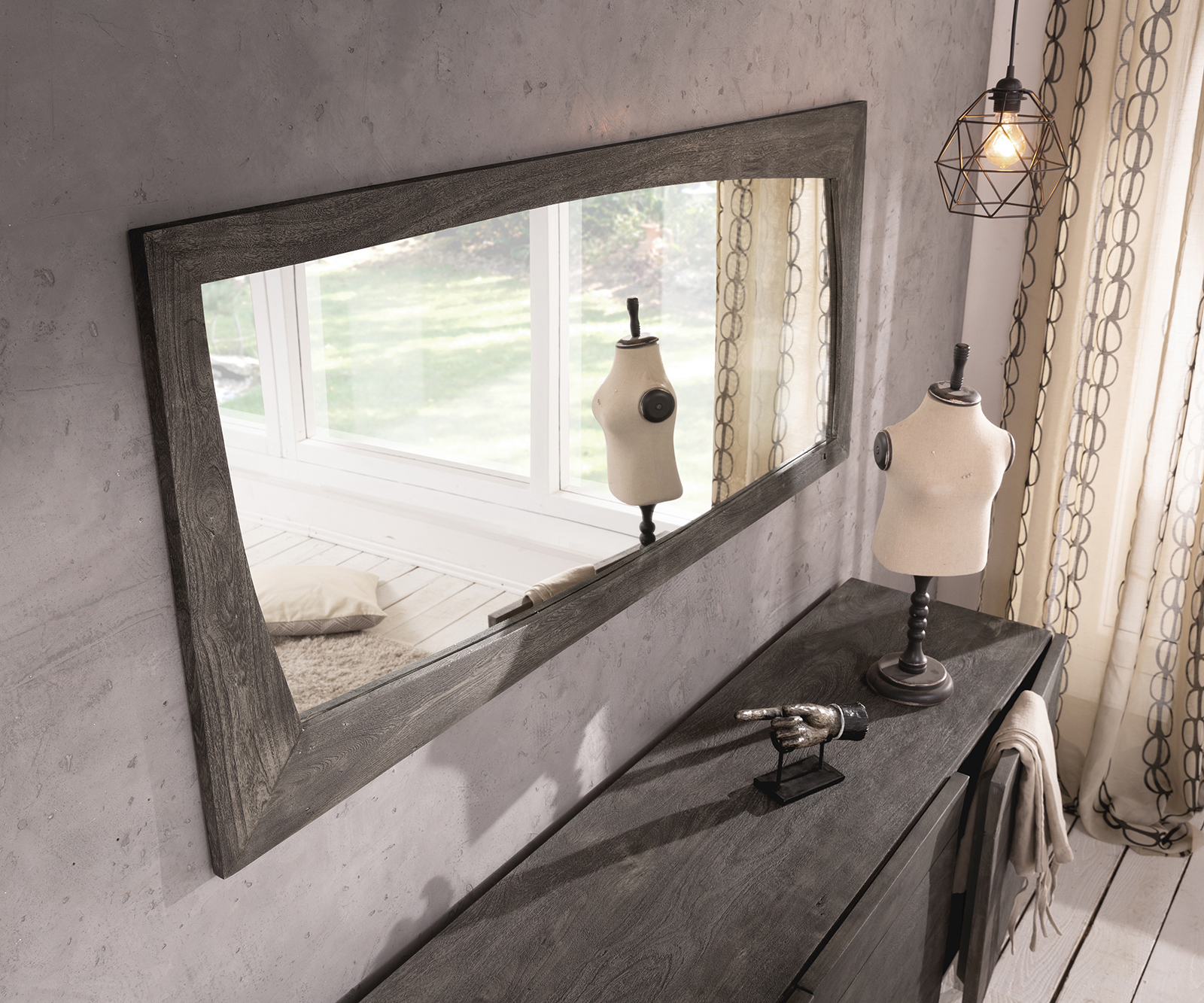 Designové zrcadlo Wyatt 160x70 cm akácie platinové - Obrázek 2