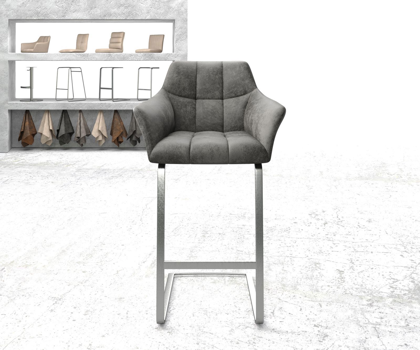 Barová židle Yulo-Flex vintage šedá jídelní židle plochý nerezová ocel - Obrázek 2