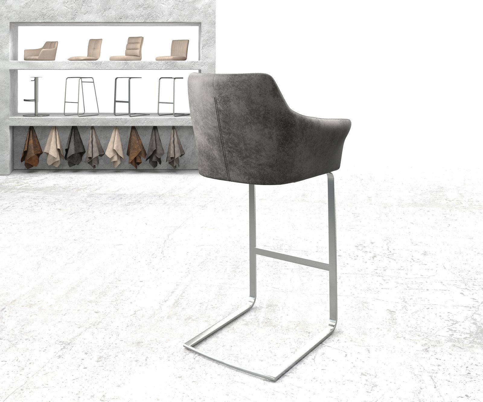 Barová židle Yulo-Flex vintage šedá jídelní židle plochý nerezová ocel - Obrázek 3