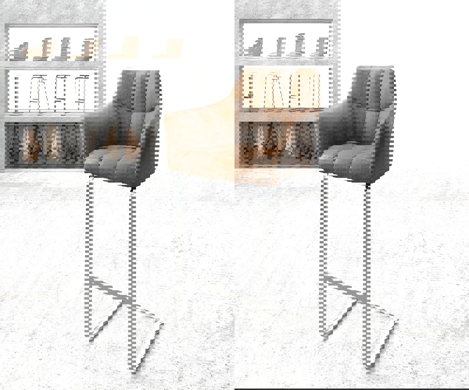 Barová židle Yulo-Flex vintage hnědá jídelní židle plochý nerezová ocel