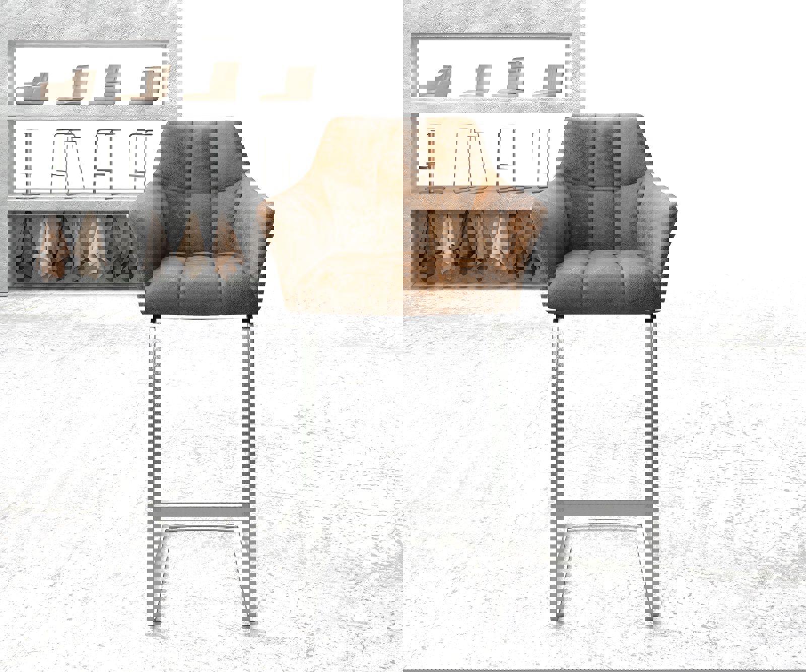 Barová židle Yulo-Flex vintage hnědá jídelní židle plochý nerezová ocel - Obrázek 2