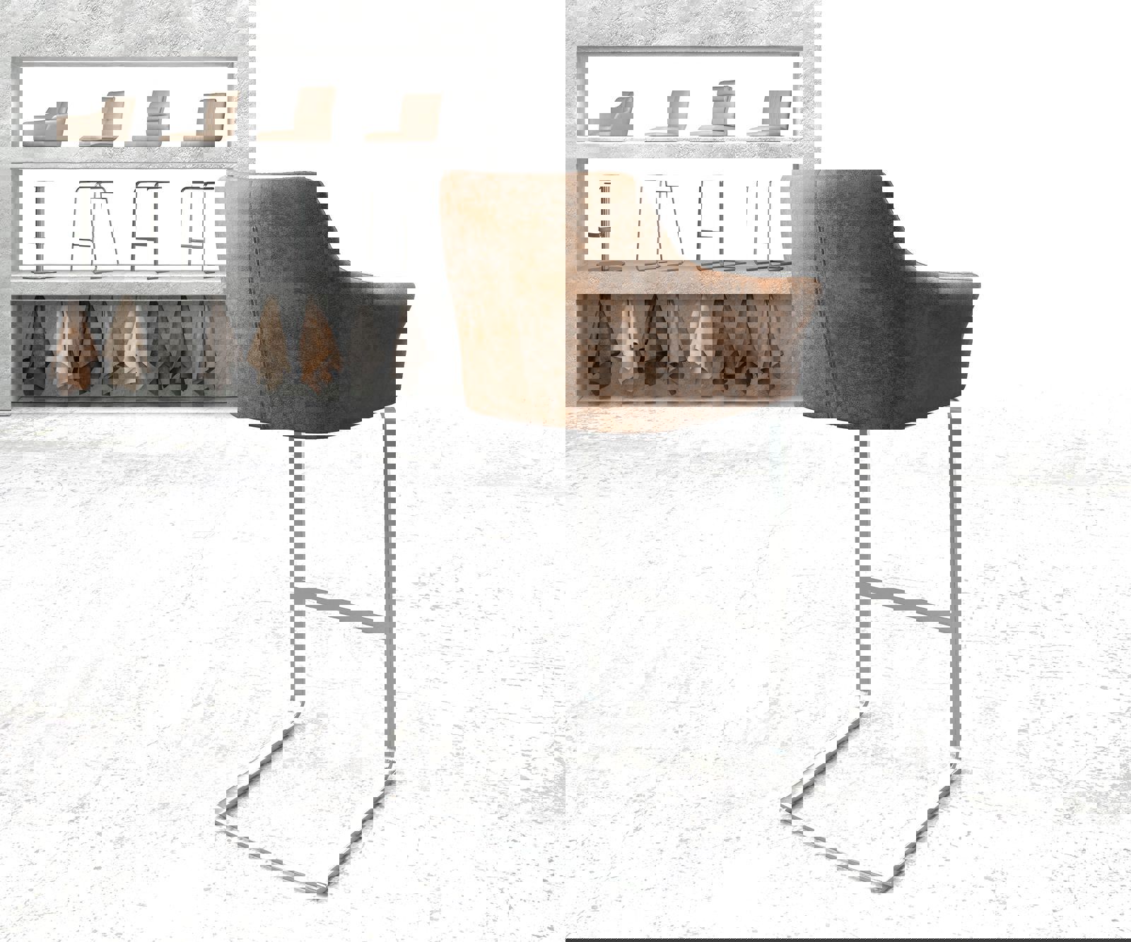 Barová židle Yulo-Flex vintage hnědá jídelní židle plochý nerezová ocel - Obrázek 3