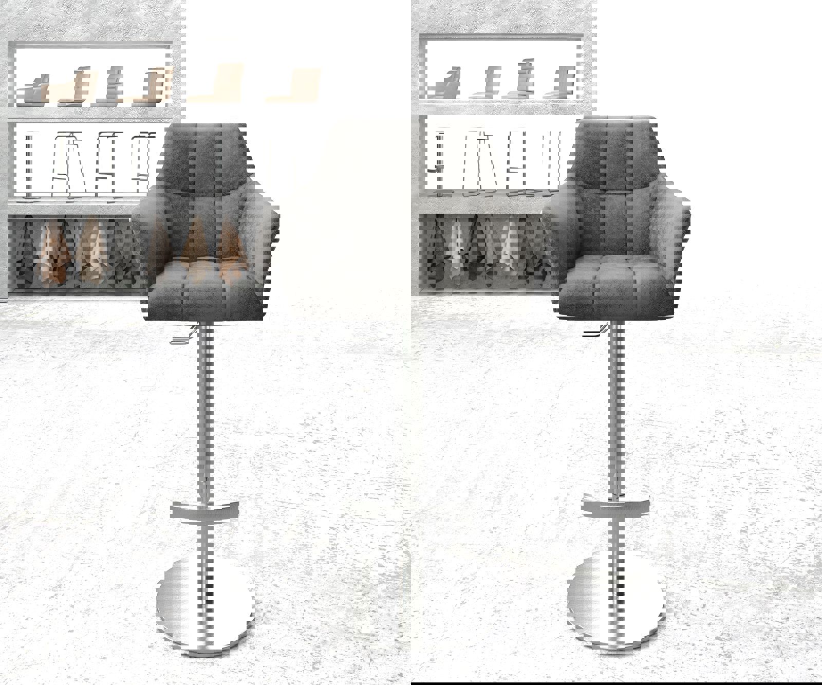 Barová židle Yulo-Flex vintage šedá otočná podnož výškově nastavitelná nerezová ocel - Obrázek 2