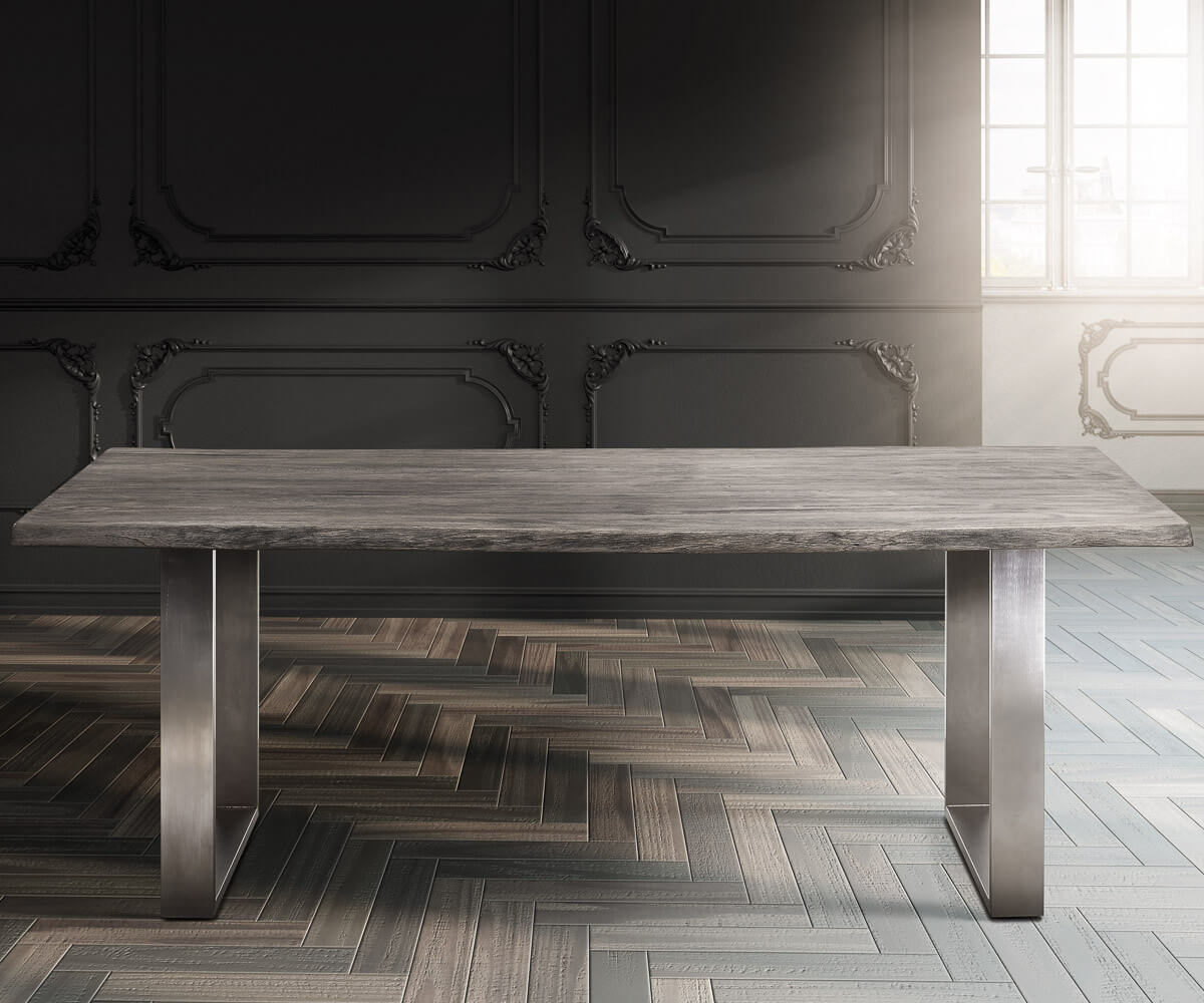 Jídelní stůl Edge deska 220x100 cm XL akácie platin Live-Edge - Obrázek 5