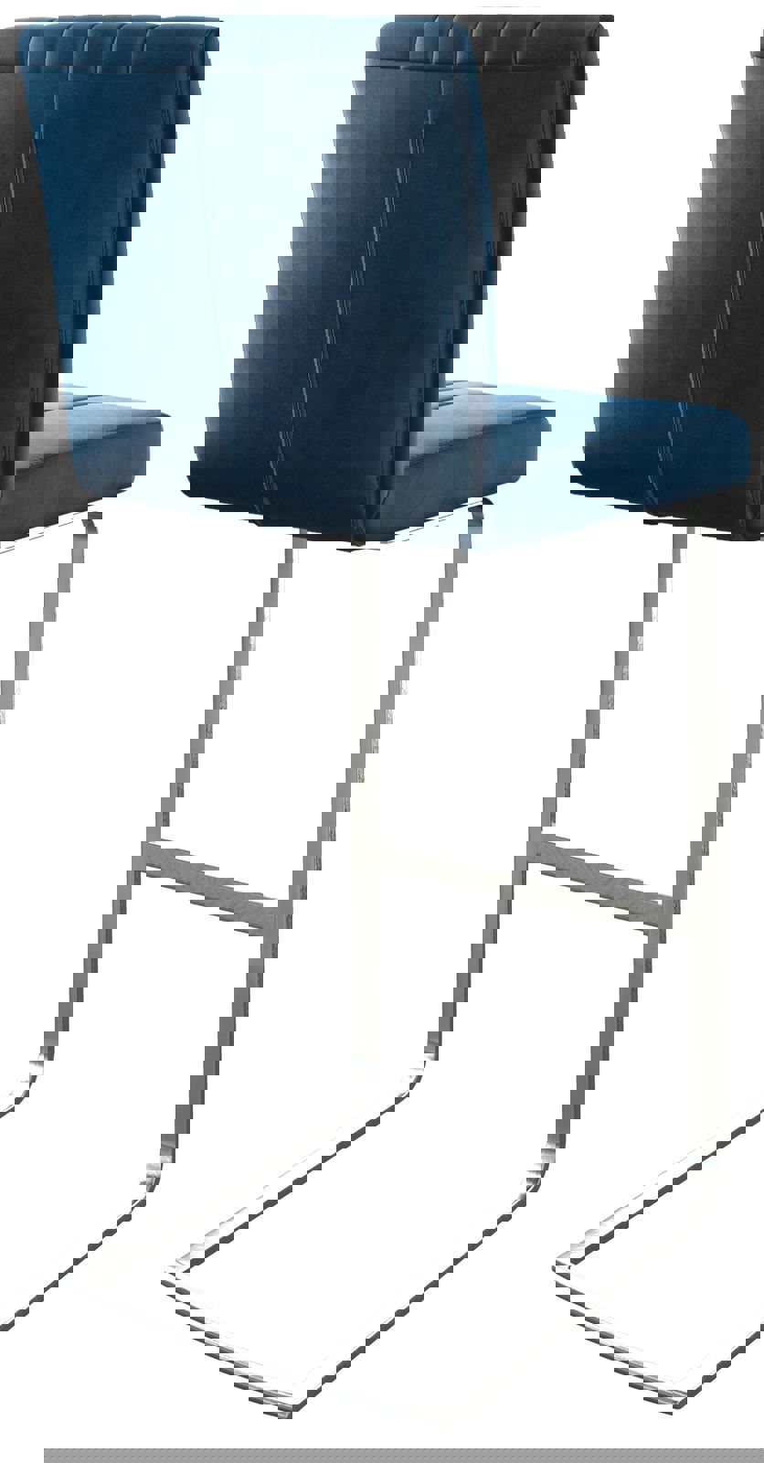 Barová židle Luiga-Flex samet modrá jídelní židle plochý nerezová ocel - Obrázek 5