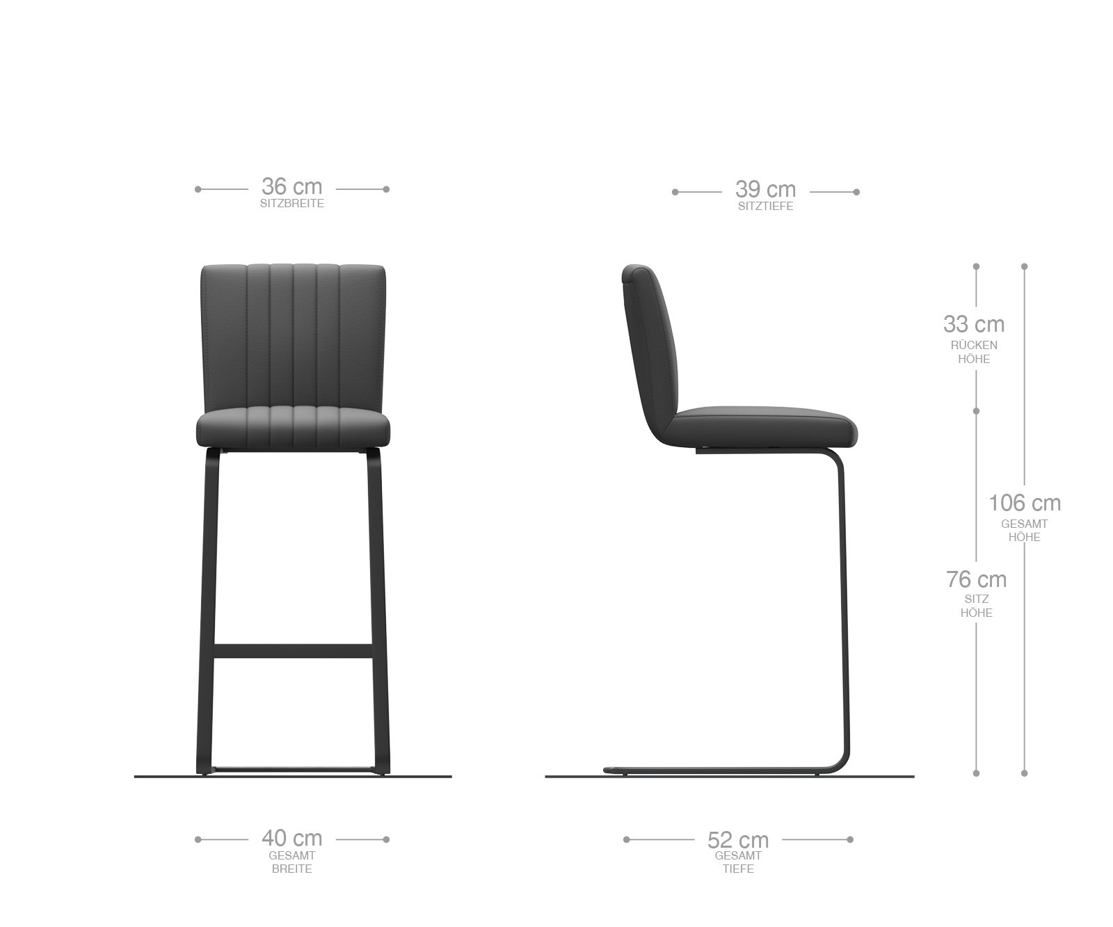 Barová židle Luiga-Flex samet zelená jídelní židle plochý kov - Obrázek 7