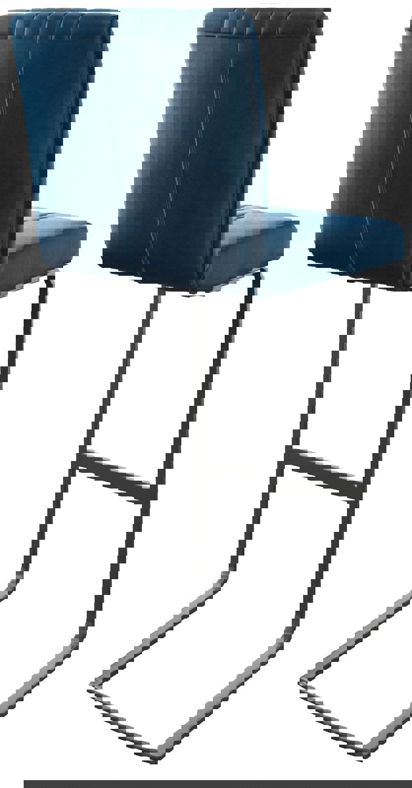 Barová židle Luiga-Flex samet modrá jídelní židle plochý kov - Obrázek 5