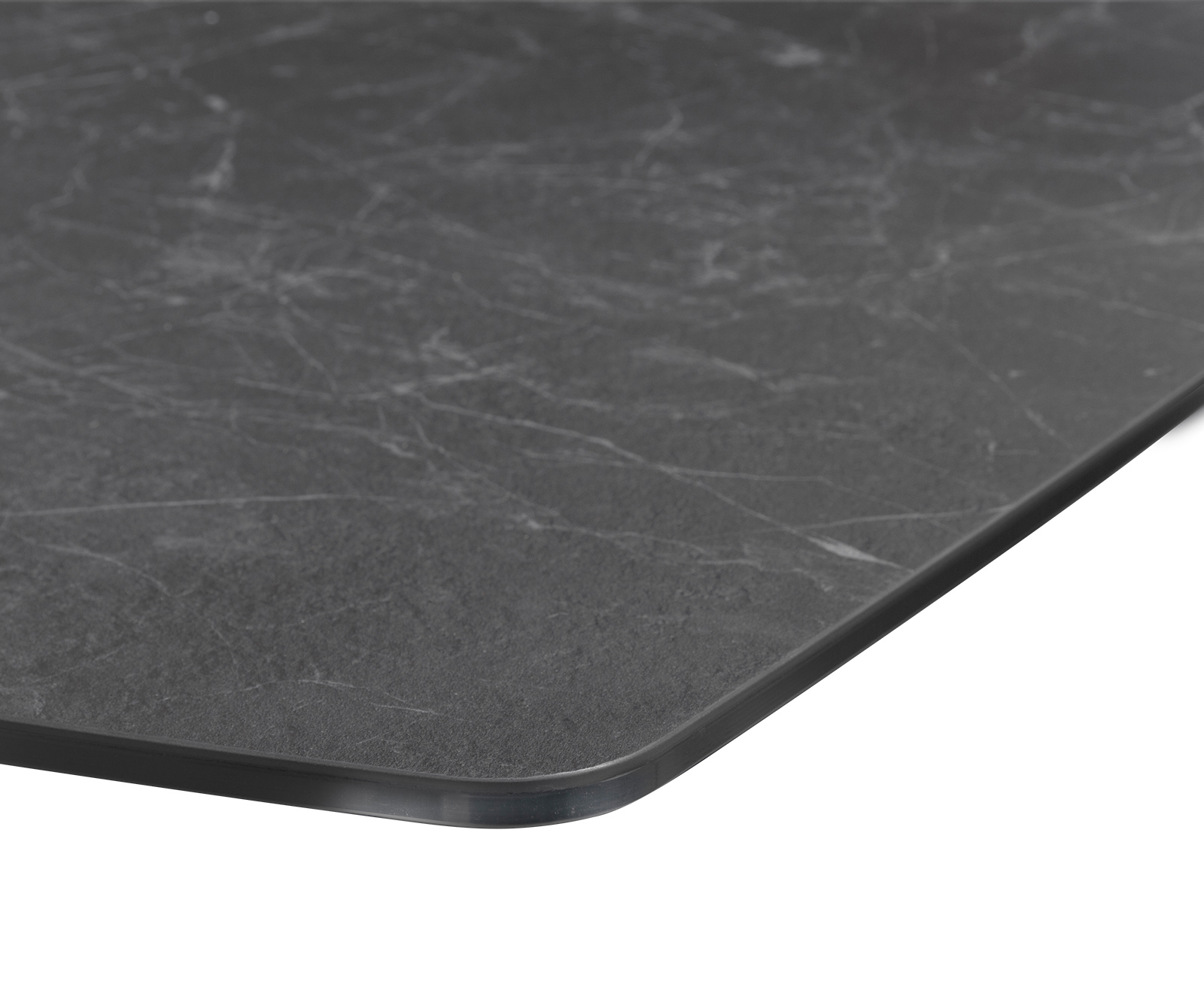 Jídelní stůl Edge oválný tvar 200x100 cm Laminam® keramika Nero Greco antracitová středová podnož kříž černá - Obrázek 5