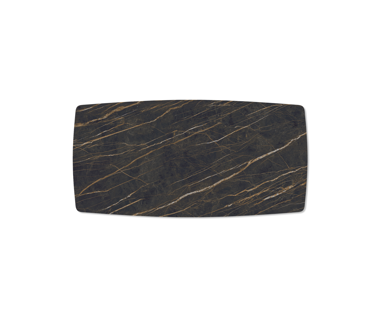 Jídelní stůl Edge oválný tvar 200x100 cm Laminam® keramika Noir Desir hnědá středová noha křížová podnož černá - Obrázek 4