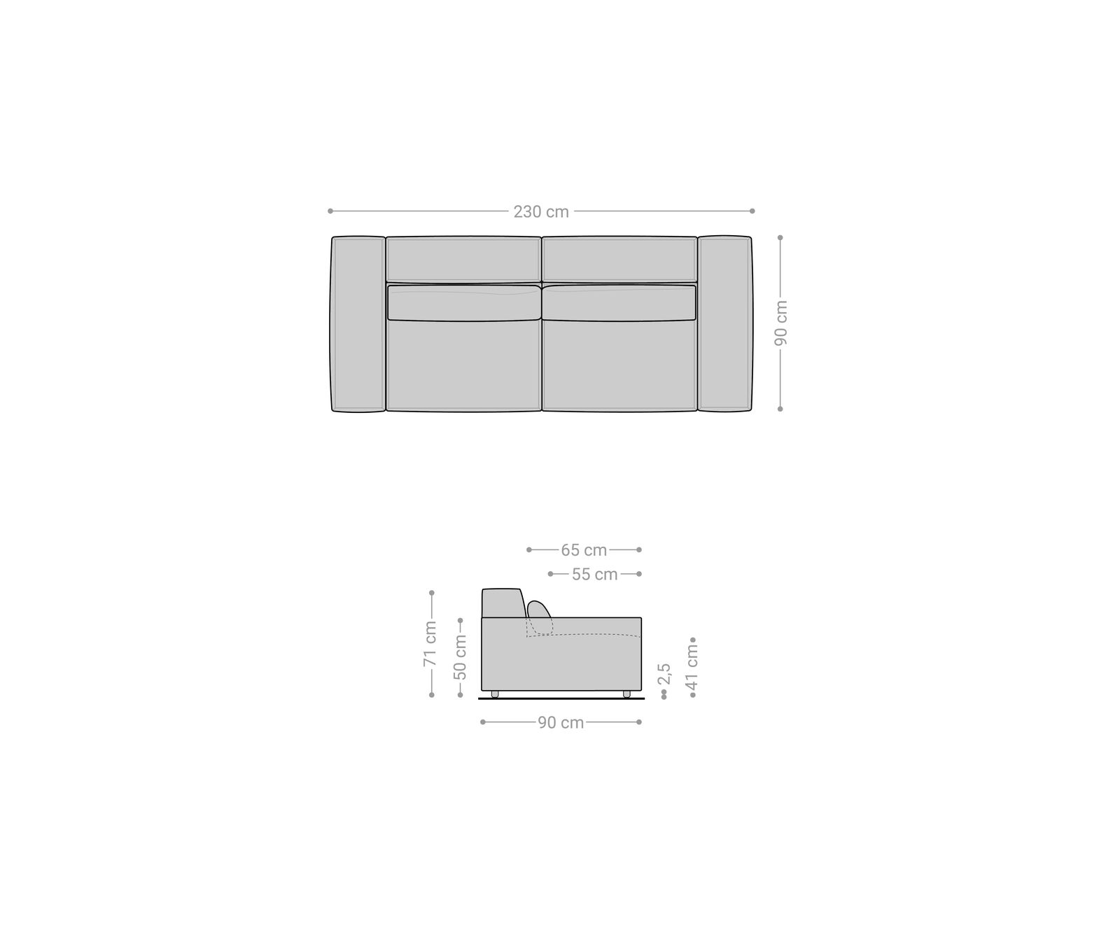 Pohovka XL Sirpio 230x90 cm mikrovlákno khaki hnědá - Obrázek 7