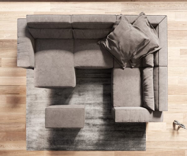 Pohovka ve tvaru "U" Sirpio 300x200 cm mikrovlákno khaki hnědá lenoška variabilní s taburetem - Obrázek 7