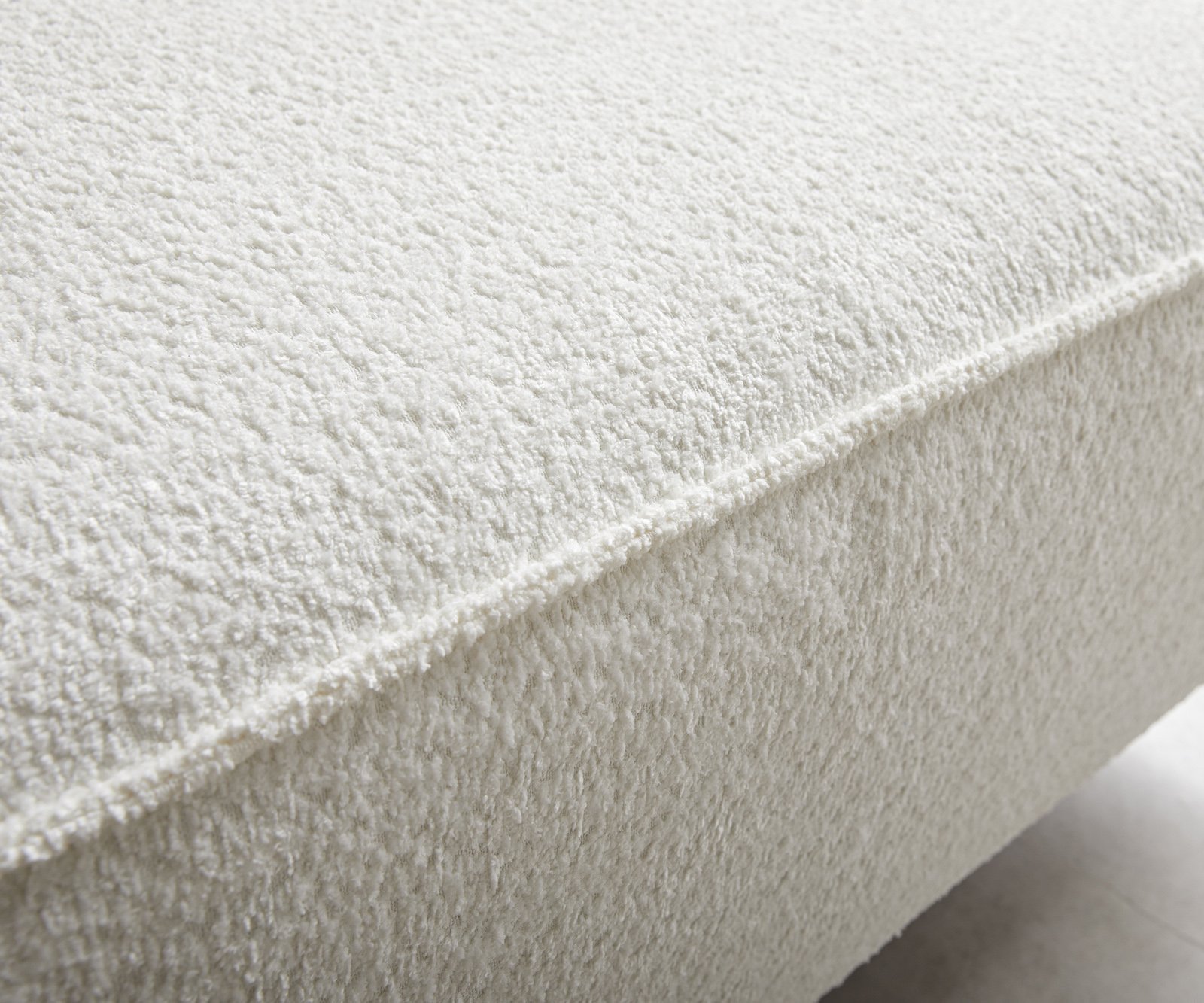 Pohovka ve tvaru "U" Sirpio 300x200 cm bouclé krémovo-bílá lenoška variabilní s taburetem - Obrázek 5