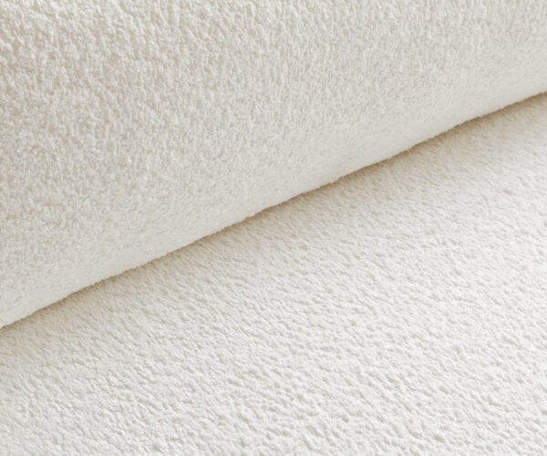 Pohovka ve tvaru "U" Sirpio 300x200 cm bouclé krémovo-bílá lenoška variabilní s taburetem - Obrázek 3