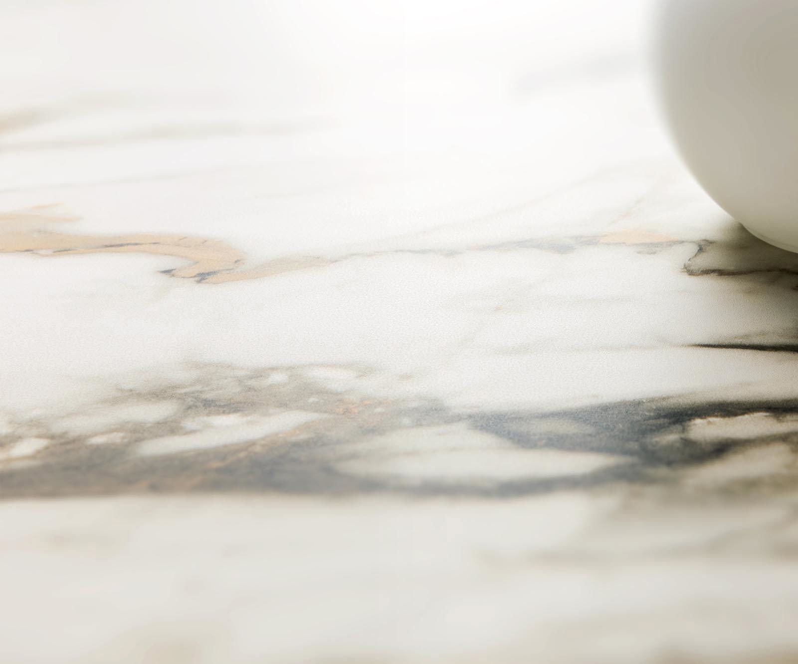 Jídelní stůl Edge 180-220x100 keramika Calacatta Luxe bílá-zlatá-šedá spider plochá ocel černá rozkládací - Obrázek 4