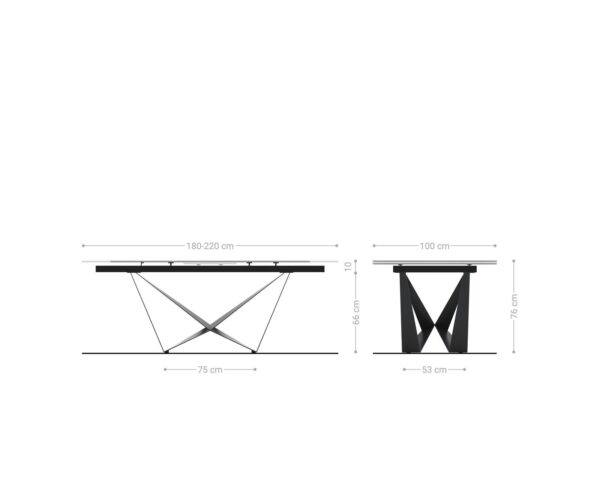 Jídelní stůl Edge 180-220x100 keramika Calacatta Luxe bílá-zlatá-šedá Spider plochá ocel nerezová ocel rozkládací - Obrázek 8