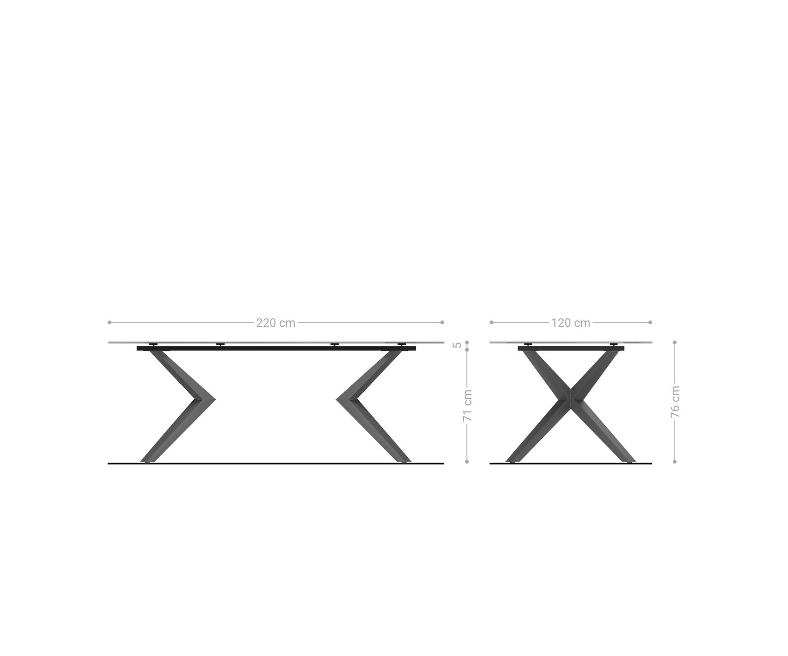 Jídelní stůl Edge oválný 220x120 keramika Laminam® Nero Greco antracit Zenthara hranatý kov efektová úprava titanová - Obrázek 7