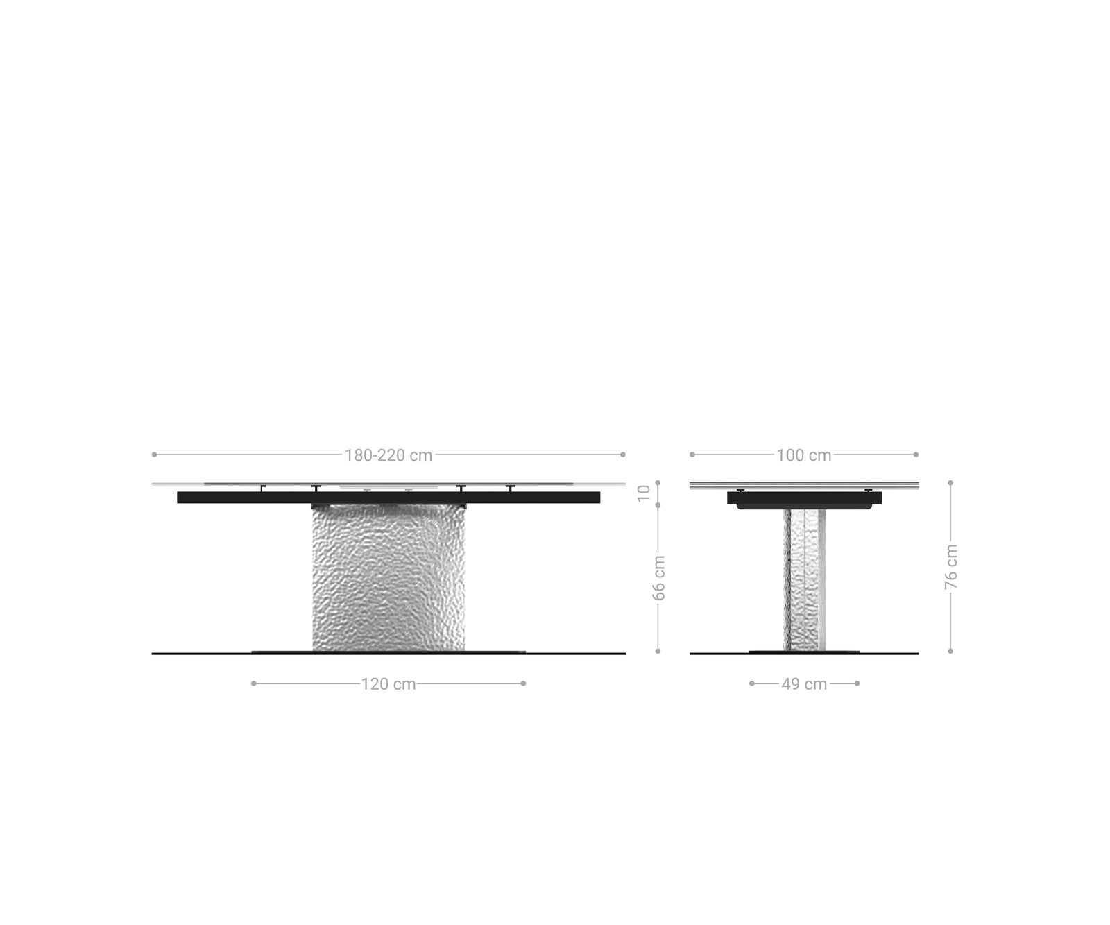 Jídelní stůl Edge 180-220x100 keramika Laminam® Emperador Extra Lucidato tmavě hnědá Wave nerezová ocel rozkládací - Obrázek 8