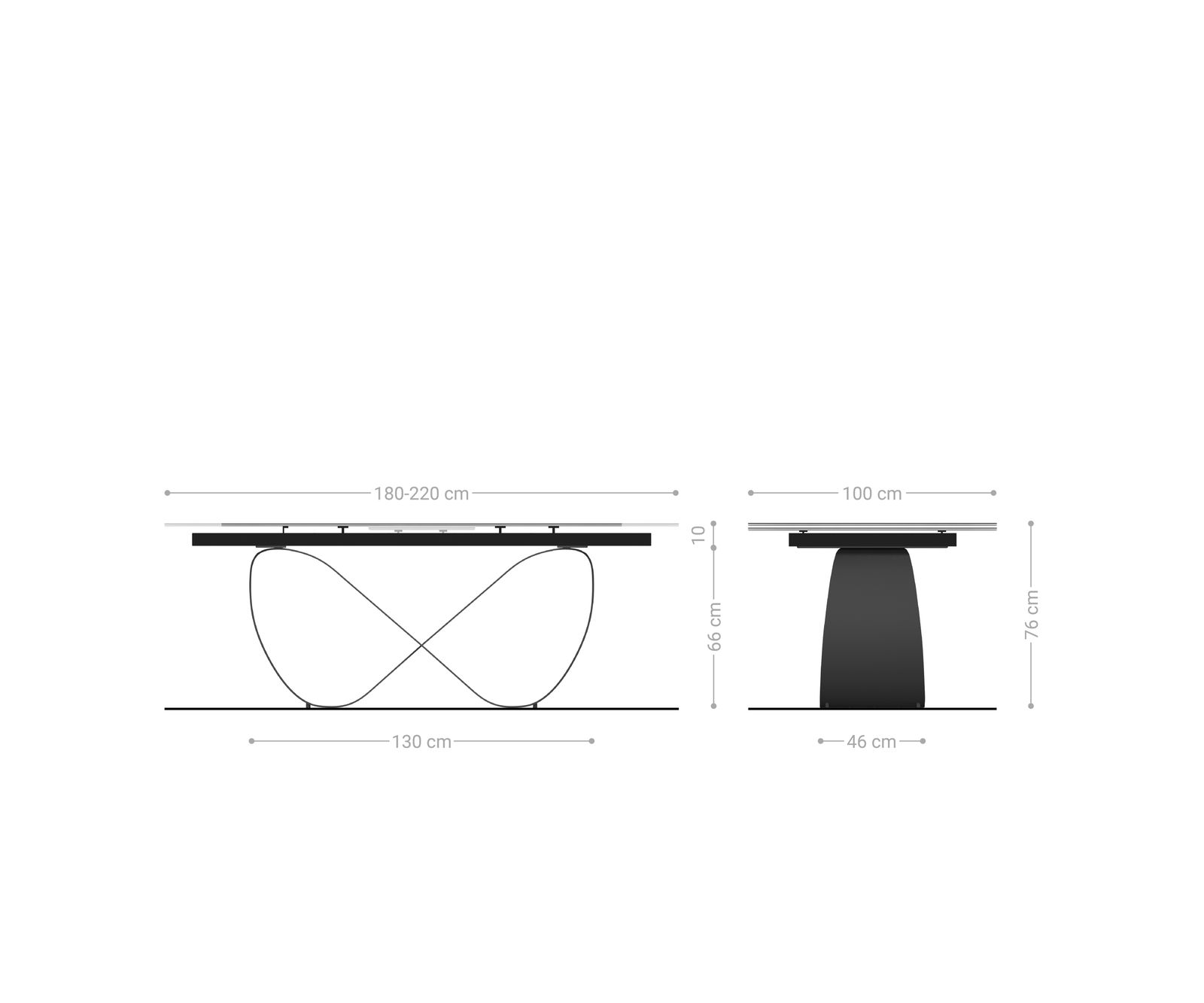 Jídelní stůl Edge 180-220x100 keramika Laminam® Emperador Extra Lucidato tmavě hnědá Infinity kov černý rozkládací - Obrázek 8