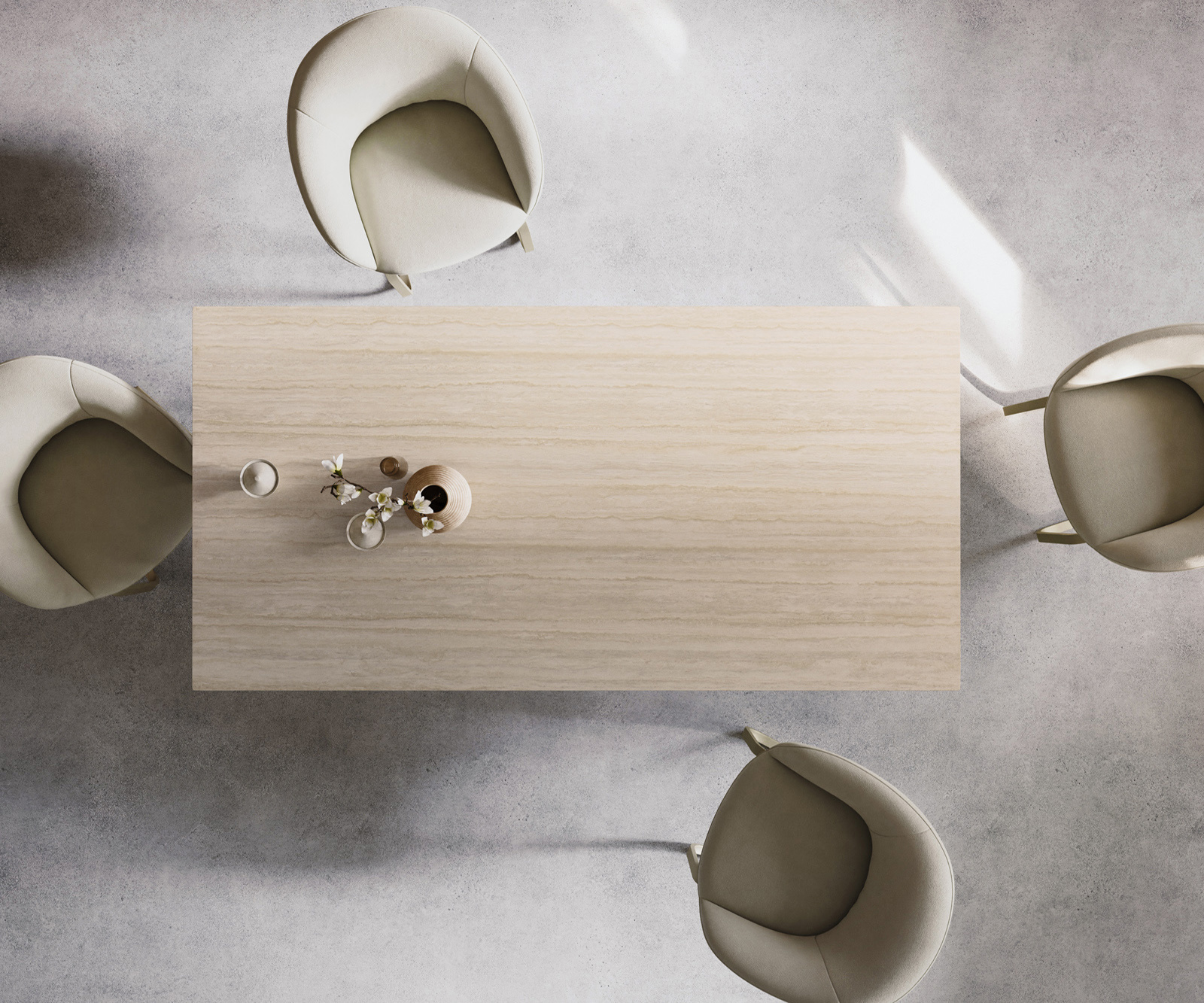 Jídelní stůl Edge 200x100 keramika Laminam® Travertino Bianco krémově bílá kov šikmý titanová barva - Obrázek 6