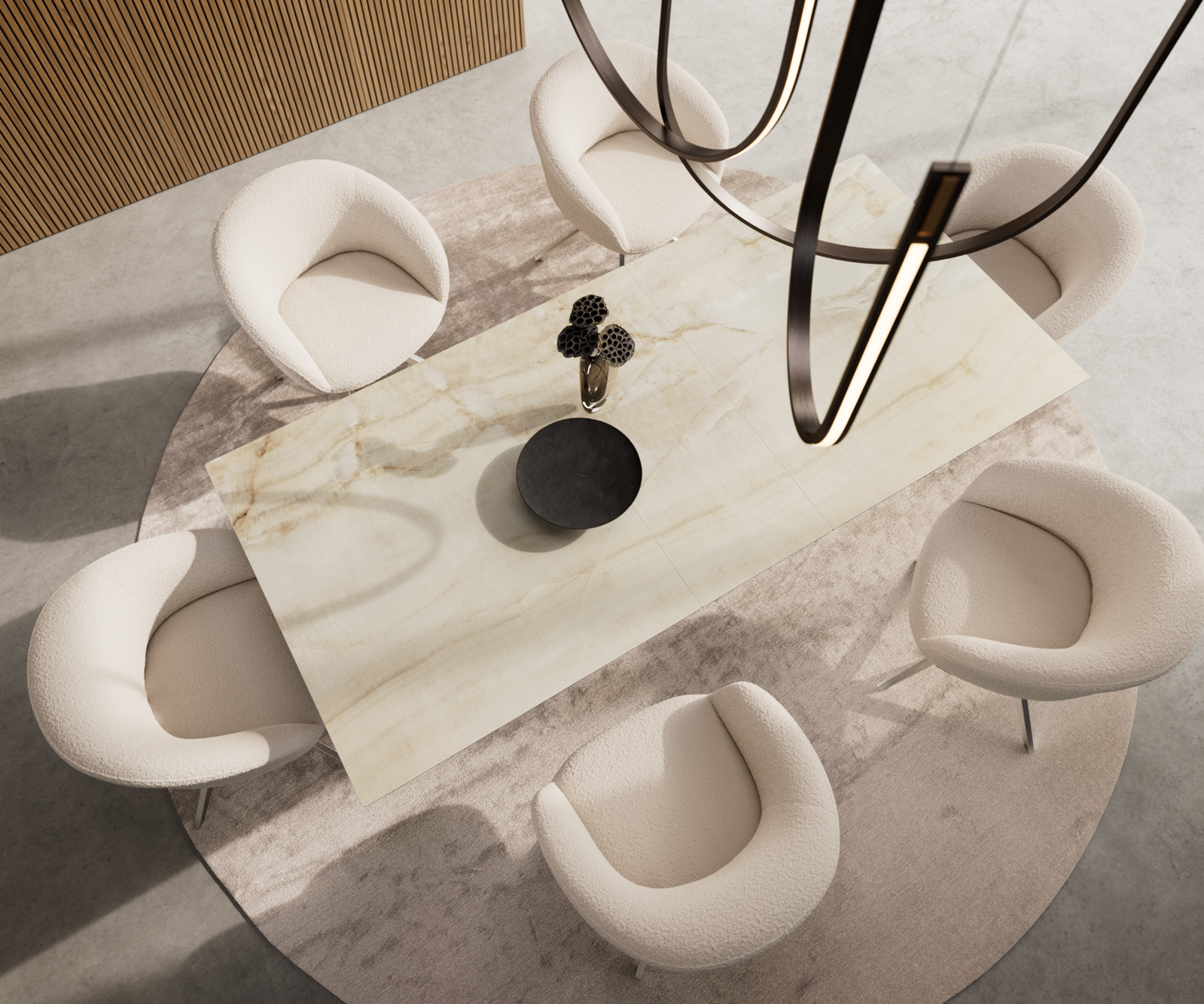 Jídelní stůl Edge 180-220x100 keramika Laminam® Onice Oro Spider plochá ocel nerezová ocel rozkládací - Obrázek 4