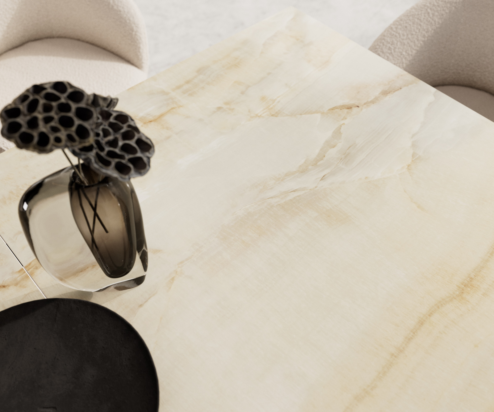 Jídelní stůl Edge 180-220x100 keramika Laminam® Onice Oro Infinity kov titanová efektová úprava rozkládací - Obrázek 7