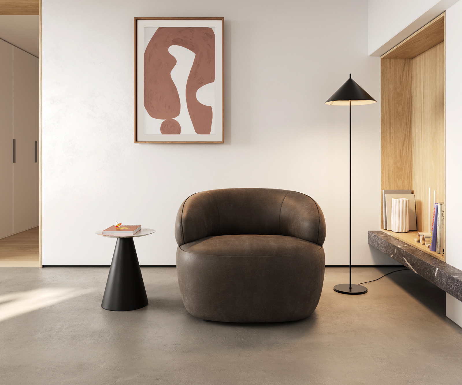 Křeslo Nova 88x88 cm mikrovlákno taupe vintage - Obrázek 3