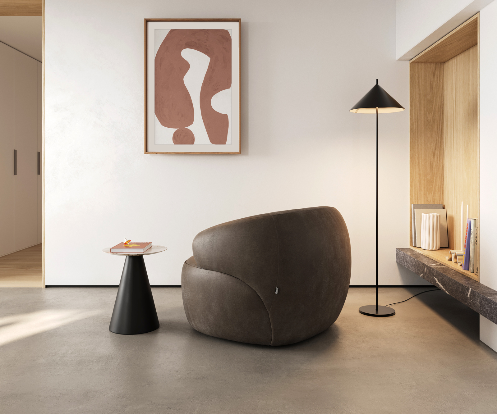 Křeslo Nova 88x88 cm mikrovlákno taupe vintage - Obrázek 6