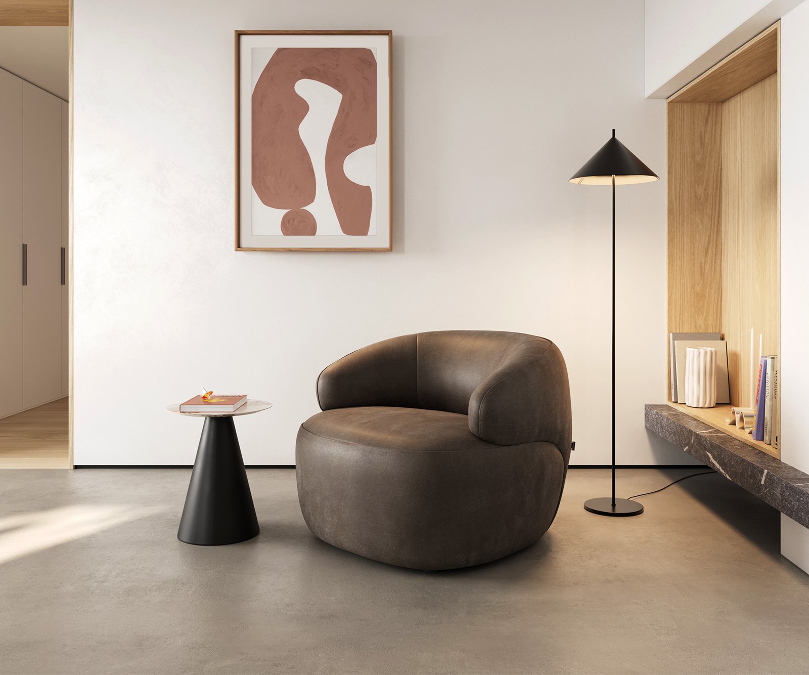 Křeslo Nova 88x88 cm mikrovlákno taupe vintage