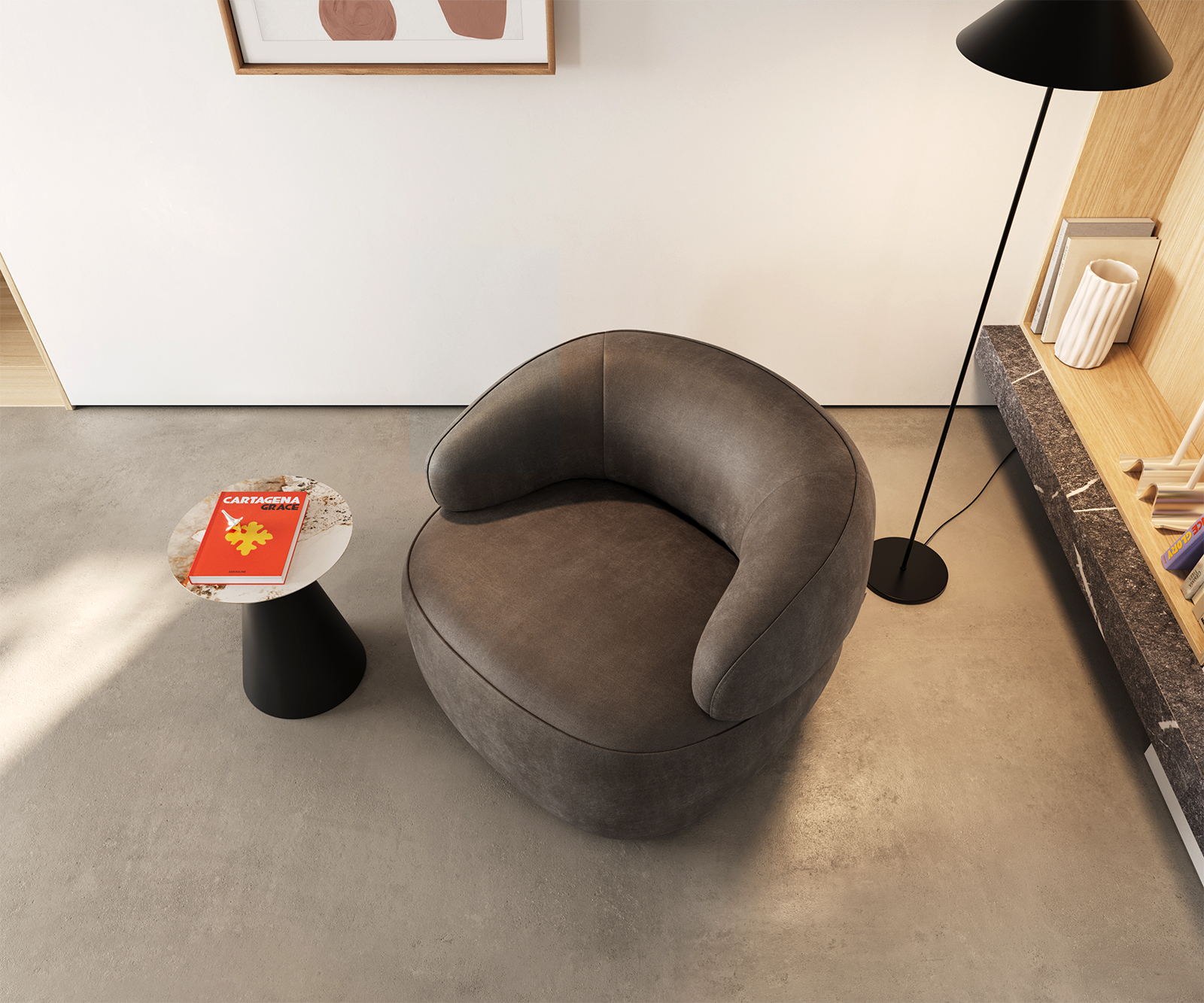 Křeslo Nova 88x88 cm mikrovlákno taupe vintage - Obrázek 5