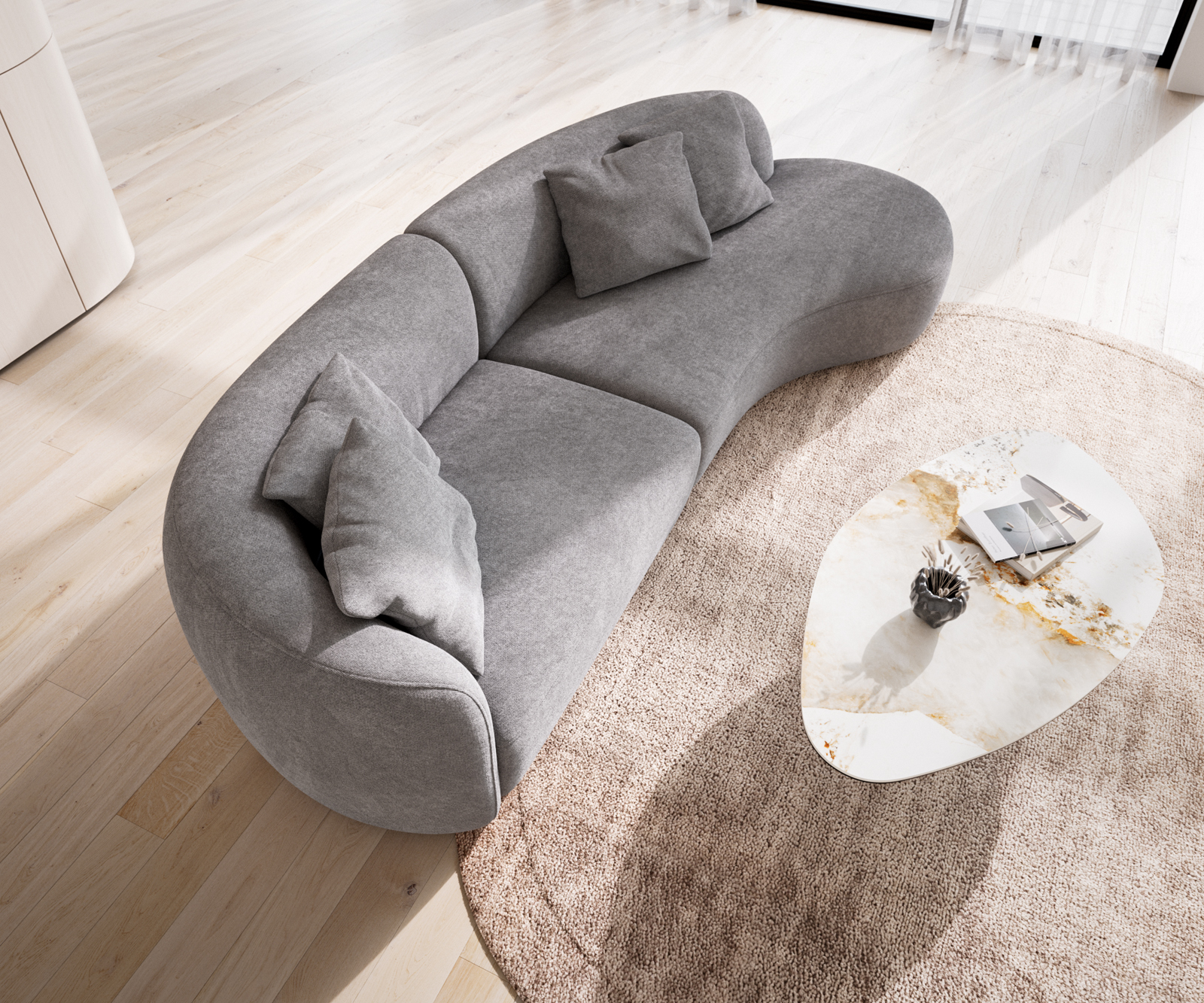 Pohovka Mairi 330x160 cm mikrovlákno šedá - Obrázek 5