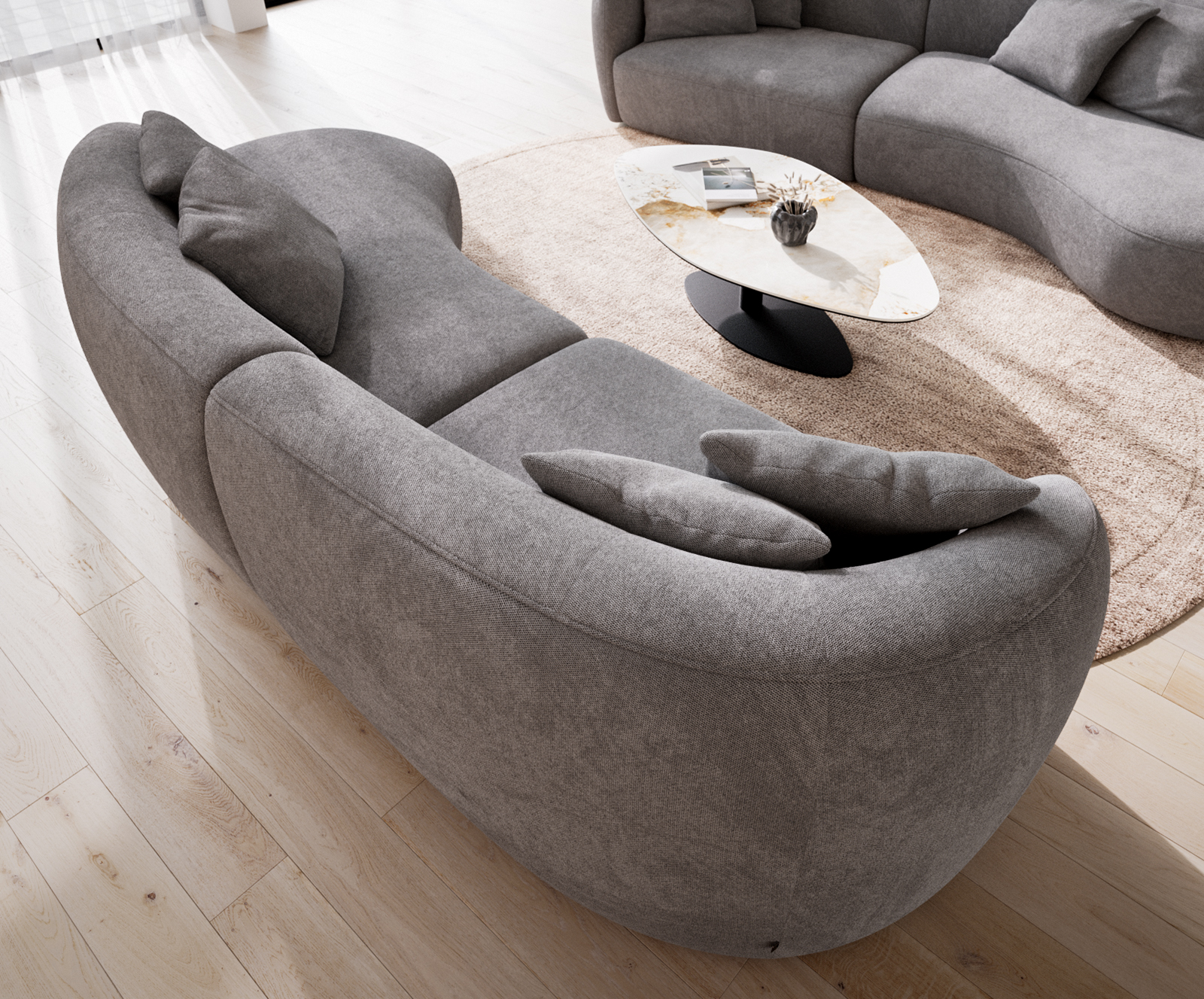 Pohovka Mairi 330x160 cm mikrovlákno šedá - Obrázek 7