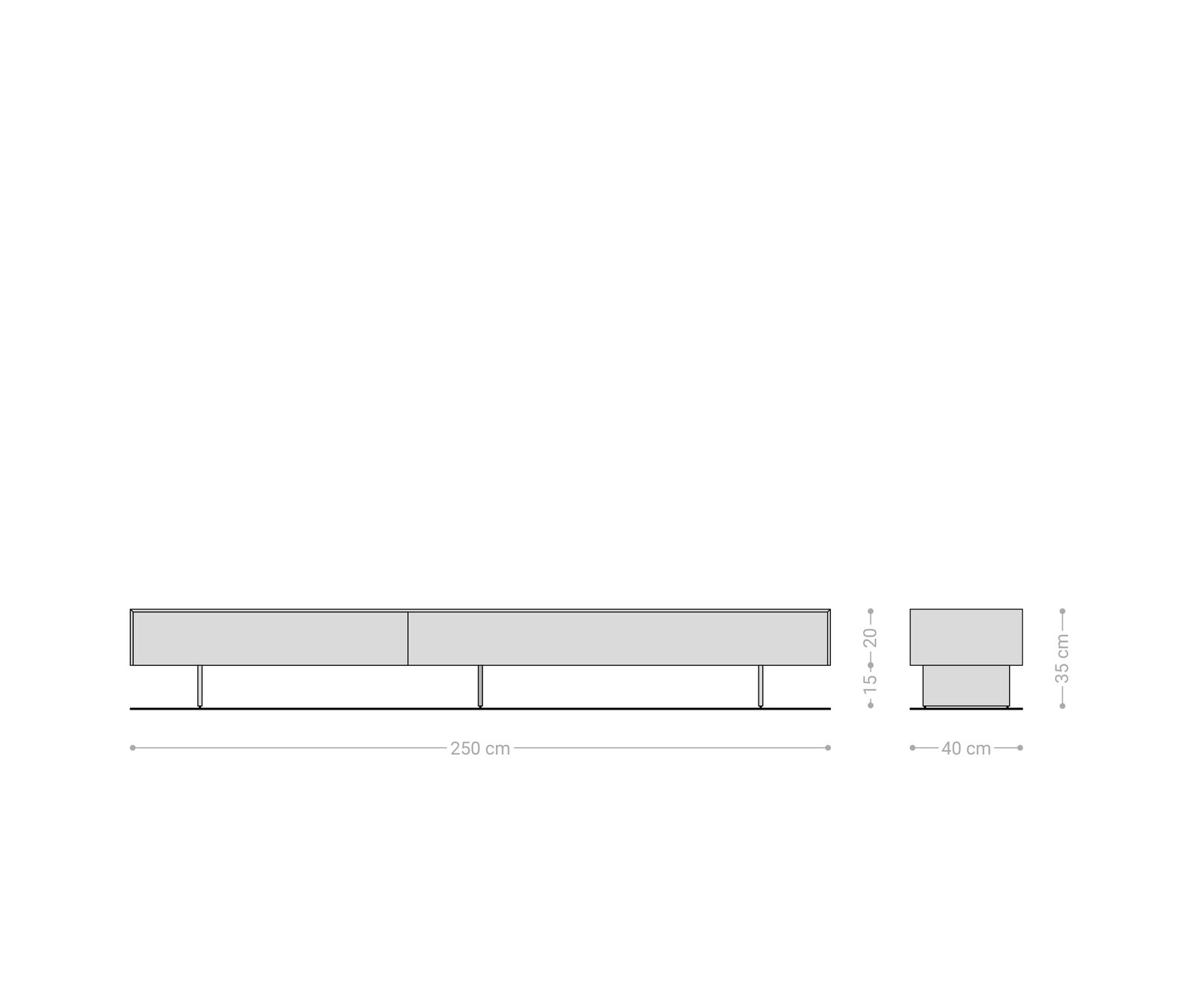 TV stolek Cuor 250 cm keramika Laminam® Travertino Bianco krémově bílá 1 výklopná dvířka 1 zásuvka závěsný - Obrázek 9