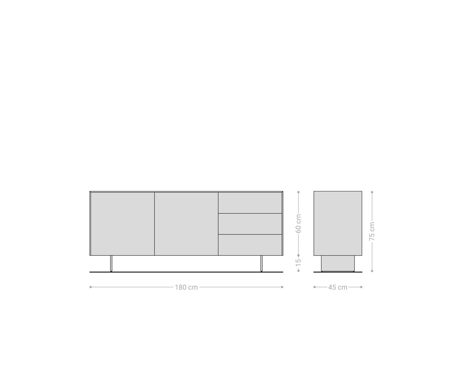Komoda Cuor 180 cm keramika Laminam® Travertino Bianco krémově bílá 2 dvířka 3 zásuvky podnož závěsná nerezová ocel - Obrázek 7