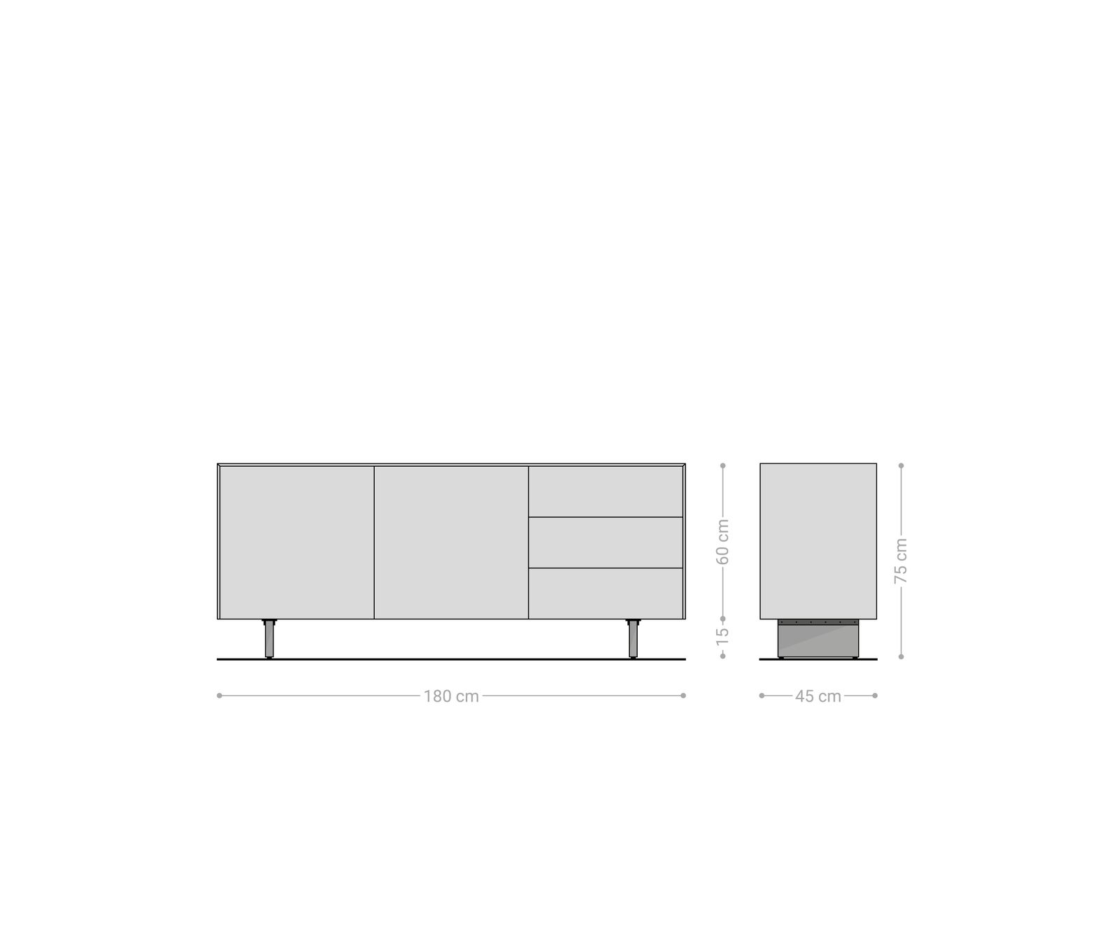 Komoda Cuor 180 cm keramika Laminam® Sabbia dubová 2 dvířka 3 zásuvky podnož závěsná akrylglas - Obrázek 8
