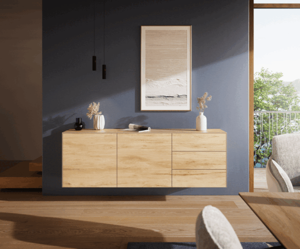 Komoda Cuor 180 cm keramika Laminam® Sabbia dubová 2 dvířka 3 zásuvky závěsná - Obrázek 2