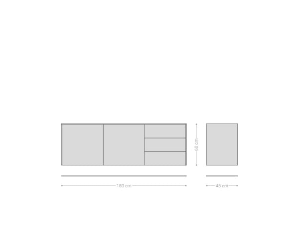 Komoda Cuor 180 cm keramika Laminam® Sabbia dubová 2 dvířka 3 zásuvky závěsná - Obrázek 8