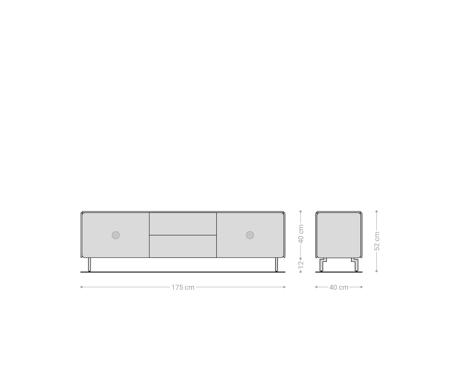 TV stolek Shavani 175 cm akácie přírodní 2 dvířka 2 zásuvky podnož oválná kov černá - Obrázek 7
