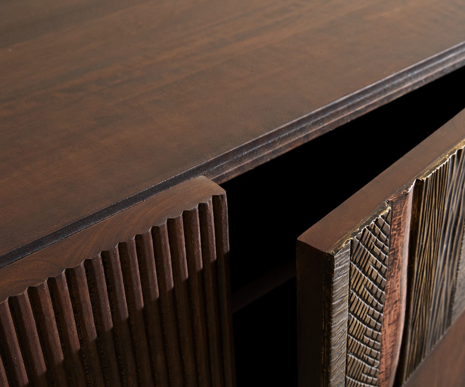 TV stolek Imara 200 cm mango hnědá 4 dvířka závěsný - Obrázek 3