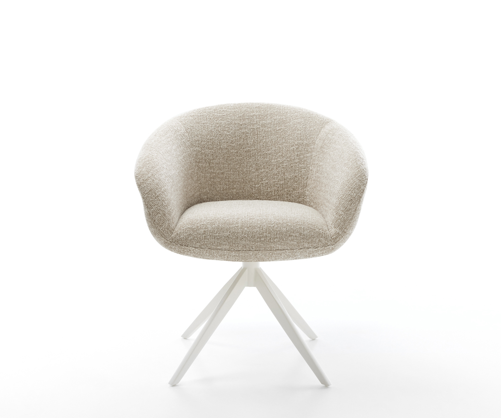 Jídelní židle Vinka-Flex s područkami látka Měkký béžová křížová podnož široká bílá 360° otočný houpací funkce taštičkové pružiny - Obrázek 2